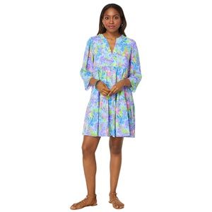 Lilly Pulitzer Pastel Floral Blue Pink Green Shift Dress